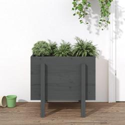 Jardini&egrave;re gris 62x50x57 cm bois massif de pin