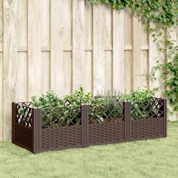 Jardini&egrave;re avec piquets marron 123,5x43,5x43,5 cm PP