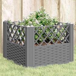 Jardini&egrave;re avec piquets gris clair 43,5x43,5x43,5 cm PP