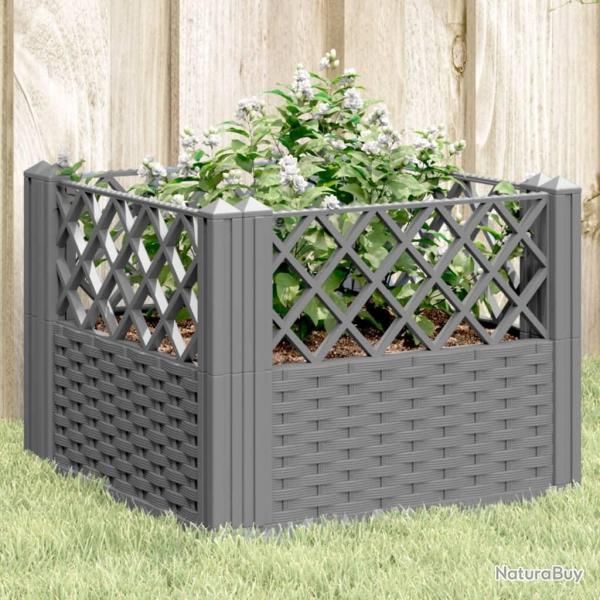 Jardini�re avec piquets gris clair 43,5x43,5x43,5 cm PP