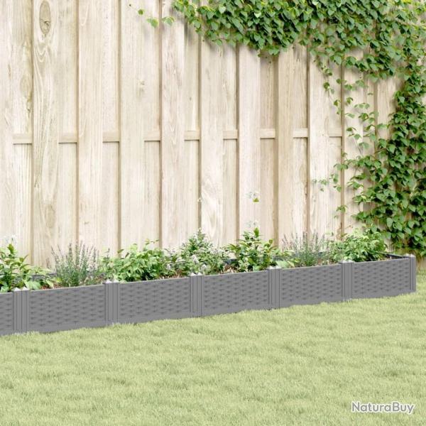 Jardinire avec piquets gris clair 362,5x42,5x28,5 cm PP alsavelo