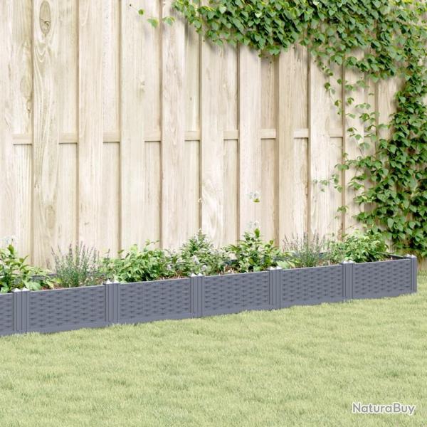 Jardinire avec piquets bleu gris 362,5x42,5x28,5 cm PP alsavelo