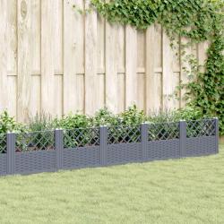 Jardini&egrave;re avec piquets bleu gris 363,5x43,5x43,5 cm PP