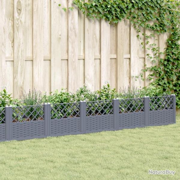 Jardini�re avec piquets bleu gris 363,5x43,5x43,5 cm PP
