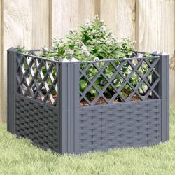 Jardini&egrave;re avec piquets bleu gris 43,5x43,5x43,5 cm PP alsavelo
