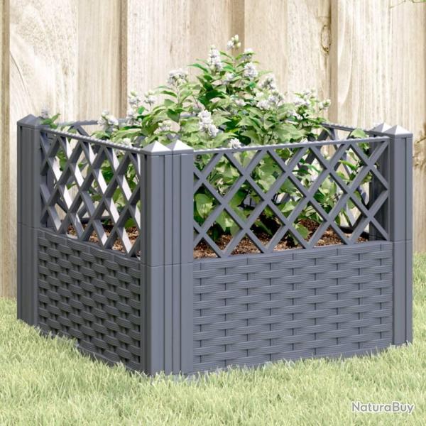 Jardini�re avec piquets bleu gris 43,5x43,5x43,5 cm PP