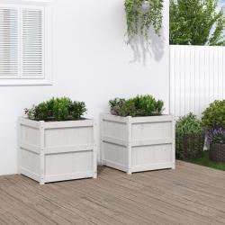 Jardini&egrave;res 2 pcs blanc bois de pin massif alsavelo