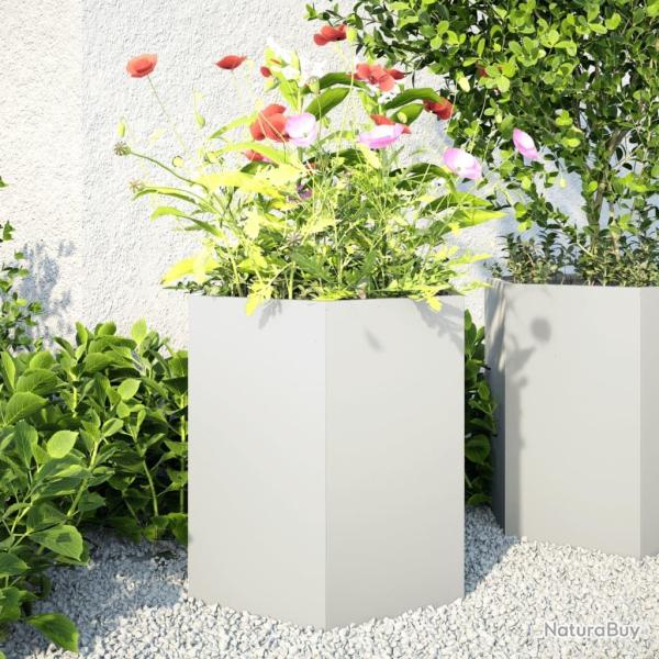 Jardini�res 2 pcs blanc hexagone 46x40x45 cm acier