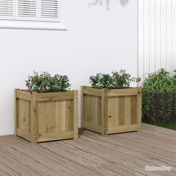 Jardini�res 2 pcs bois de pin impr�gn�
