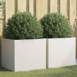 Jardini&egrave;res 2 pcs blanc 49x47x46 cm acier