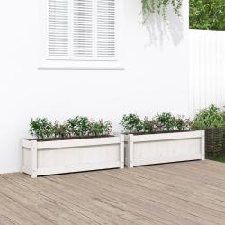 Jardini&egrave;res 2 pcs blanc bois de pin massif