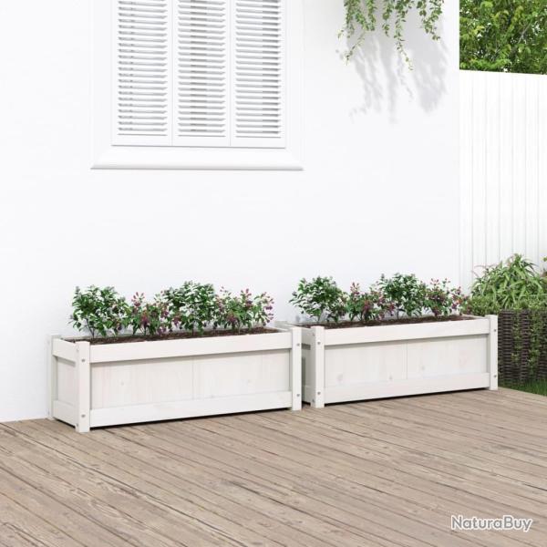 Jardini�res 2 pcs blanc bois de pin massif