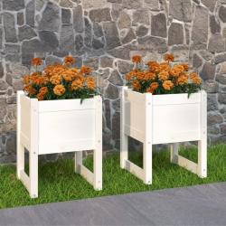 Jardini&egrave;res 2 pcs Blanc 40x40x52,5 cm Bois massif de pin