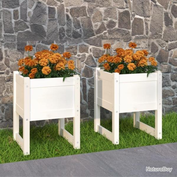 Jardini�res 2 pcs Blanc 40x40x52,5 cm Bois massif de pin