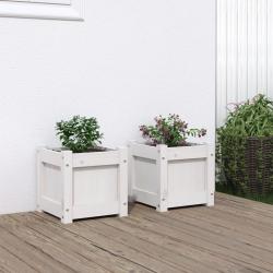 Jardini&egrave;res 2 pcs blanc bois de pin massif alsavelo