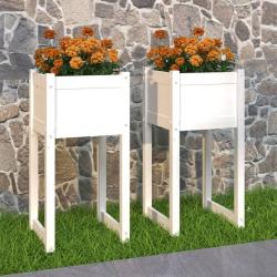 Jardini&egrave;res 2 pcs Blanc 40x40x81 cm Bois massif de pin