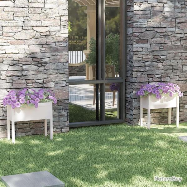 Jardini�res 2 pcs Blanc 70x31x70 cm Bois de pin massif alsavelo