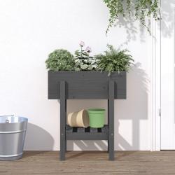 Jardini&egrave;re gris 62x30x69 cm bois massif de pin