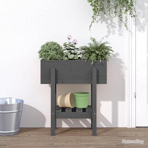 Jardini�re gris 62x30x69 cm bois massif de pin