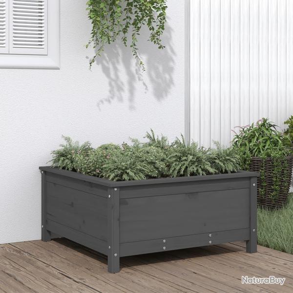 Jardini�re gris 82,5x82,5x39 cm bois massif de pin