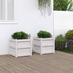Jardini&egrave;res 2 pcs blanc bois de pin massif