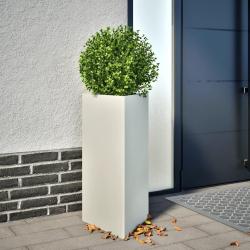 Jardini&egrave;res 2 pcs blanc triangulaire 40x34,5x70 cm acier