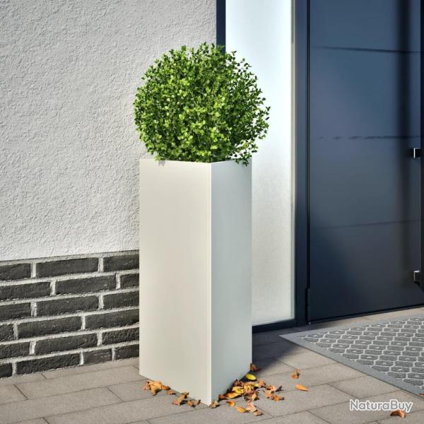 Jardini�res 2 pcs blanc triangulaire 40x34,5x70 cm acier
