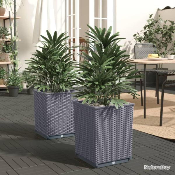 Jardini�res 2 pcs bleu gris 30x30x37 cm polypropyl�ne