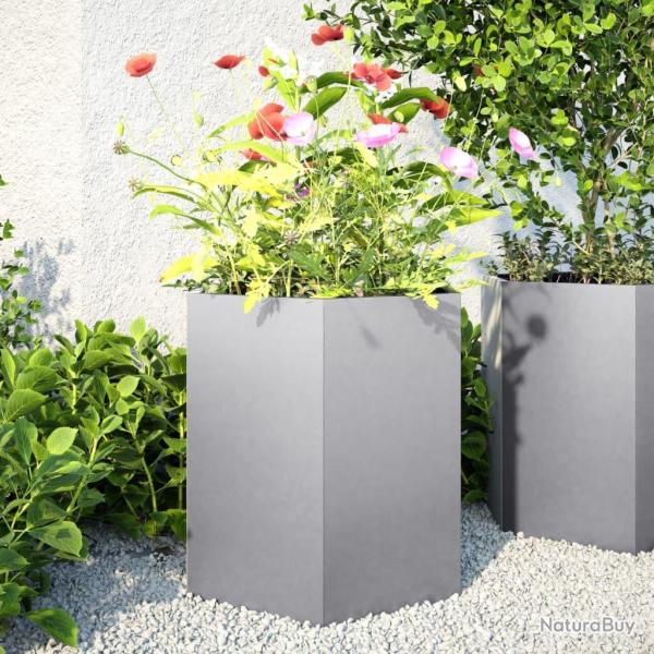 Jardinires 2 pcs hexagone 46x40x45 cm acier galvanis alsavelo