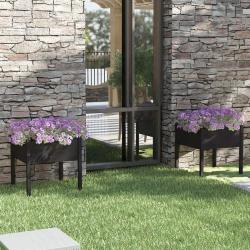 Jardini&egrave;res 2 pcs Noir 70x70x70 cm Bois de pin massif