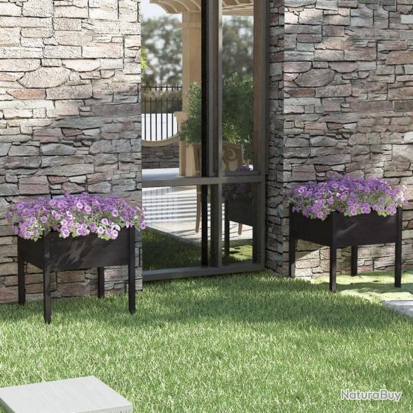 Jardini�res 2 pcs Noir 70x70x70 cm Bois de pin massif