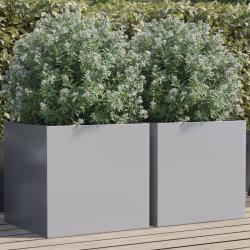 Jardini&egrave;res 2 pcs argent&eacute; 49x47x46 cm acier galvanis&eacute; alsavelo