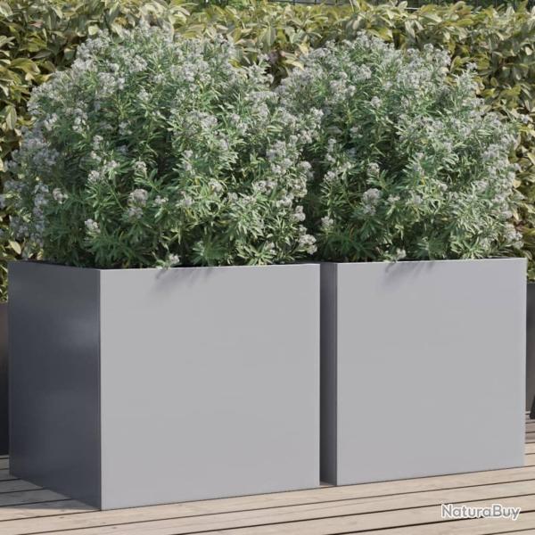 Jardinires 2 pcs argent 49x47x46 cm acier galvanis alsavelo
