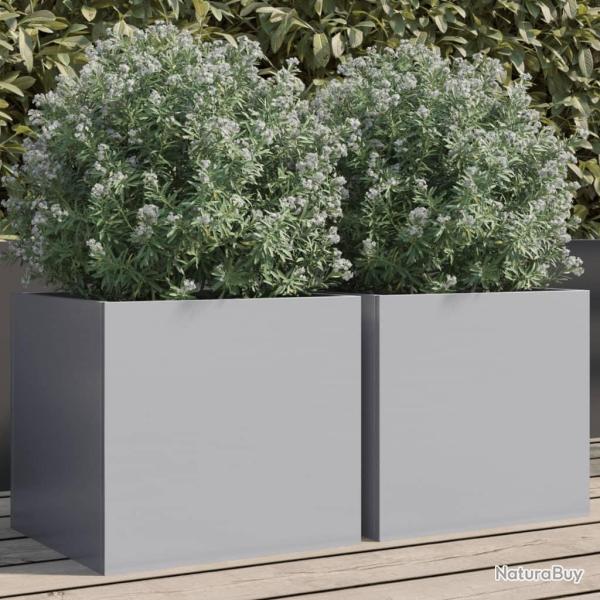 Jardinires 2 pcs argent 32x30x29 cm acier galvanis alsavelo