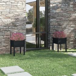 Jardini&egrave;res 2 pcs Noir 50x50x70 cm Bois de pin massif alsavelo