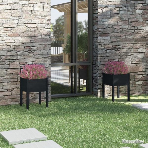 Jardinires 2 pcs Noir 50x50x70 cm Bois de pin massif alsavelo