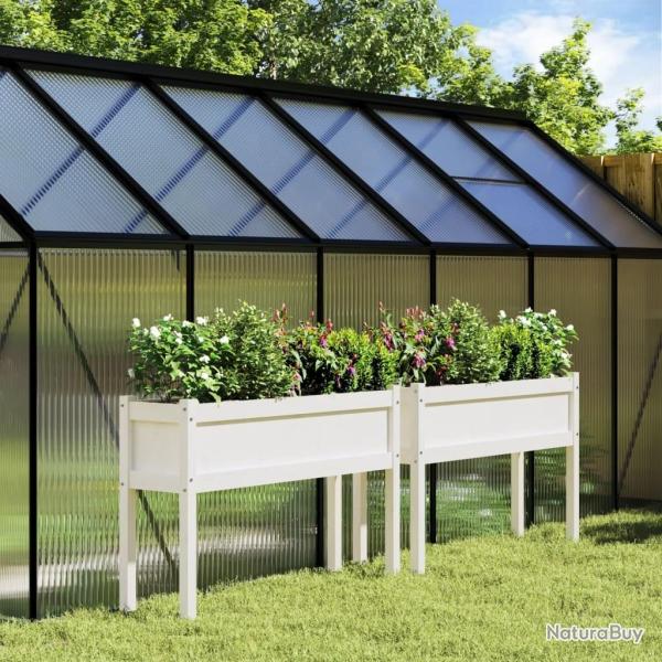 Jardini�res 2 pcs avec pieds blanc bois de pin massif