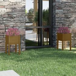 Jardini&egrave;res 2 pcs Marron miel 40x40x70 cm Bois de pin massif alsavelo
