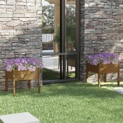 Jardini&egrave;res 2 pcs Marron miel 70x70x70 cm Bois de pin massif