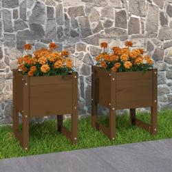 Jardini&egrave;res 2 pcs Marron miel 40x40x52,5 cm Bois massif de pin
