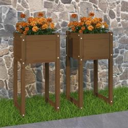 Jardini&egrave;res 2 pcs Marron miel 40x40x81 cm Bois massif de pin alsavelo