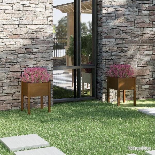 Jardini�res 2 pcs Marron miel 50x50x70 cm Bois de pin massif