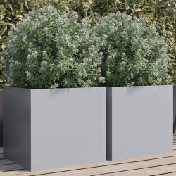 Jardini&egrave;res 2 pcs argent&eacute; 42x40x39 cm acier galvanis&eacute;