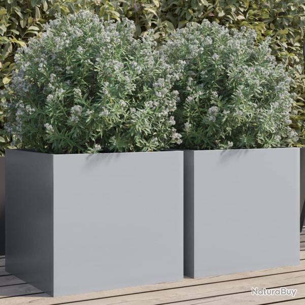 Jardinires 2 pcs argent 42x40x39 cm acier galvanis alsavelo