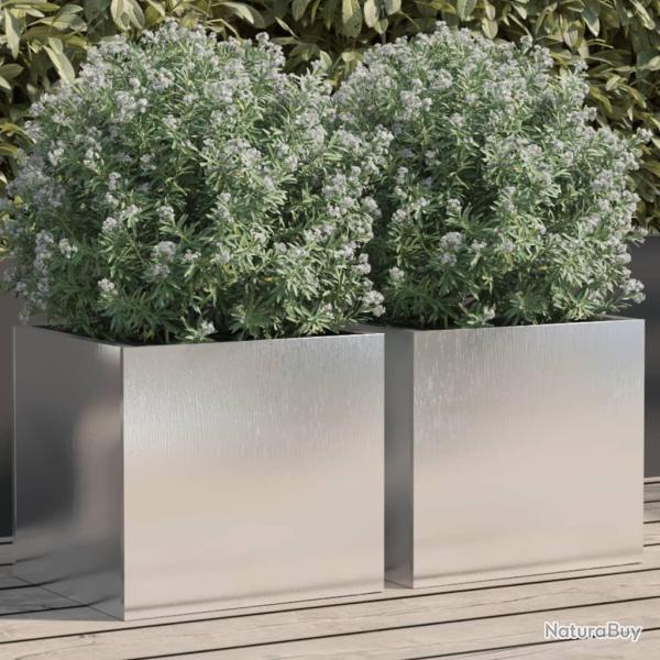 Jardini�res 2 pcs argent� 32x30x29 cm acier inoxydable