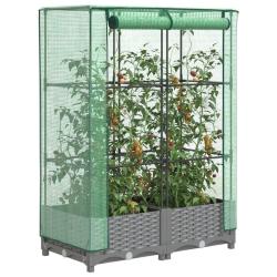 Jardini&egrave;re sur&eacute;lev&eacute;e avec housse aspect rotin 80x40x123 cm