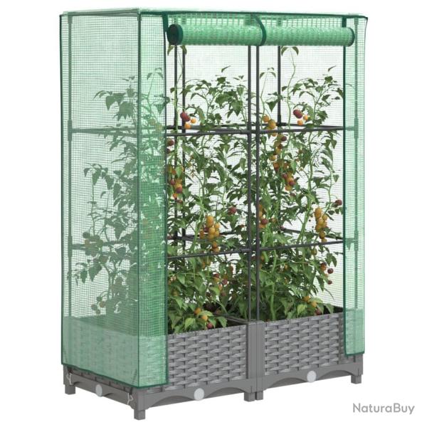 Jardini�re sur�lev�e avec housse aspect rotin 80x40x123 cm