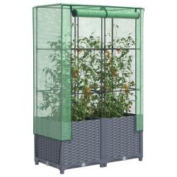 Jardini&egrave;re sur&eacute;lev&eacute;e avec housse aspect rotin 80x40x138 cm