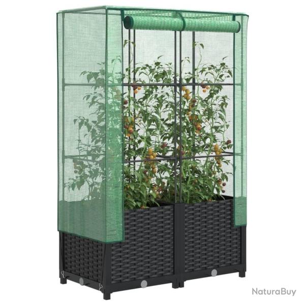 Jardini�re sur�lev�e avec housse aspect rotin 80x40x138 cm