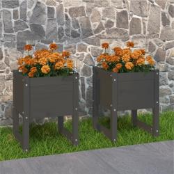 Jardini&egrave;res 2 pcs Gris 40x40x52,5 cm Bois massif de pin alsavelo